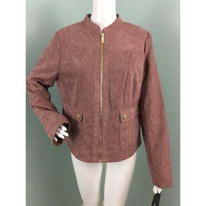 NWT Women's Kenneth Cole Reaction Faux Suede Laser Cut Jacket Sz L Large